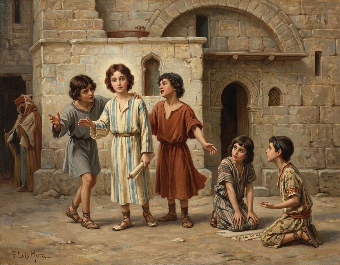 “Young companions urged Him to do as they did.” Page 89.