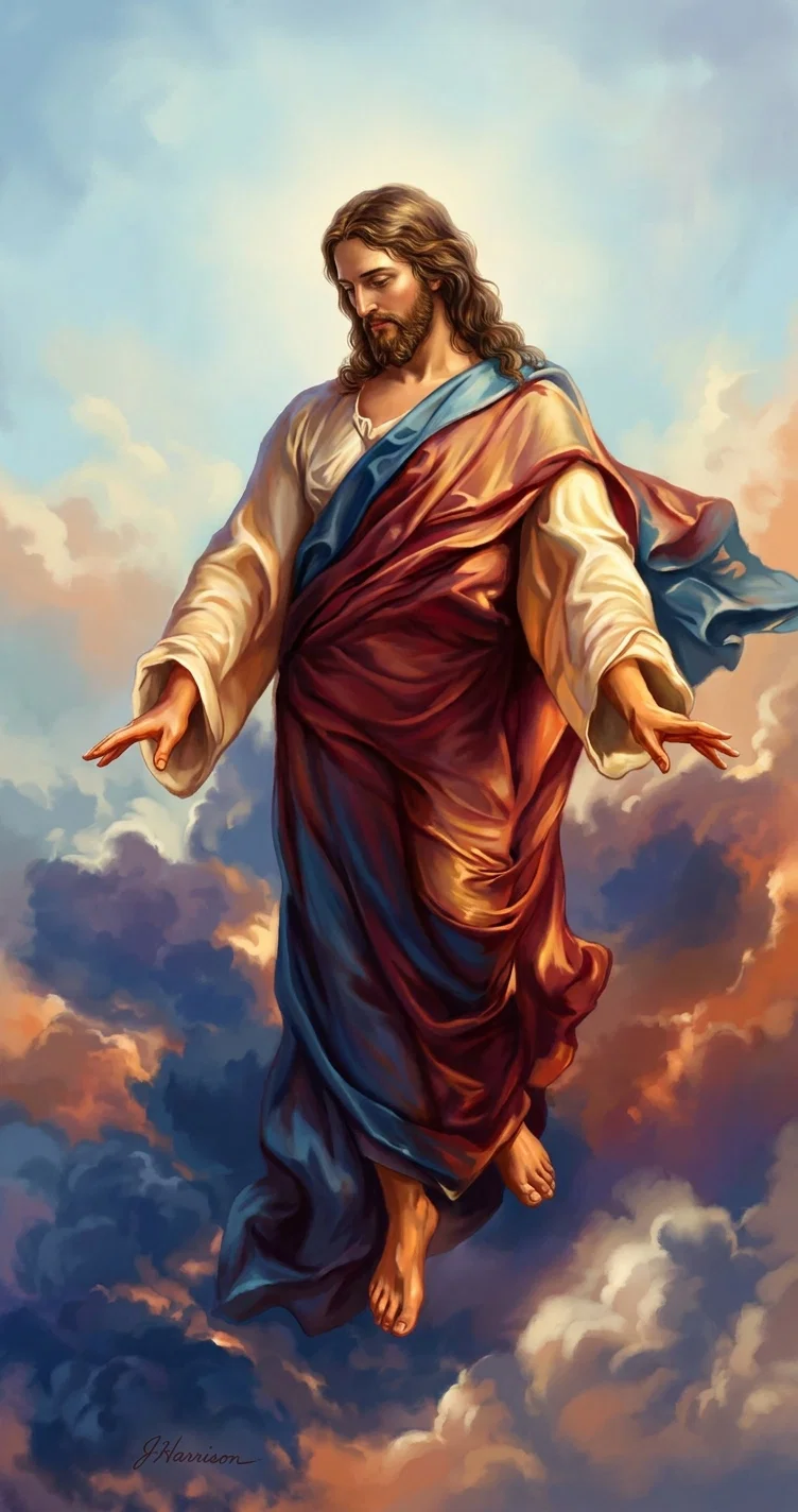 THE ASCENSION.

“With hands stretched in blessing, . . . He slowly ascended from among them.”
