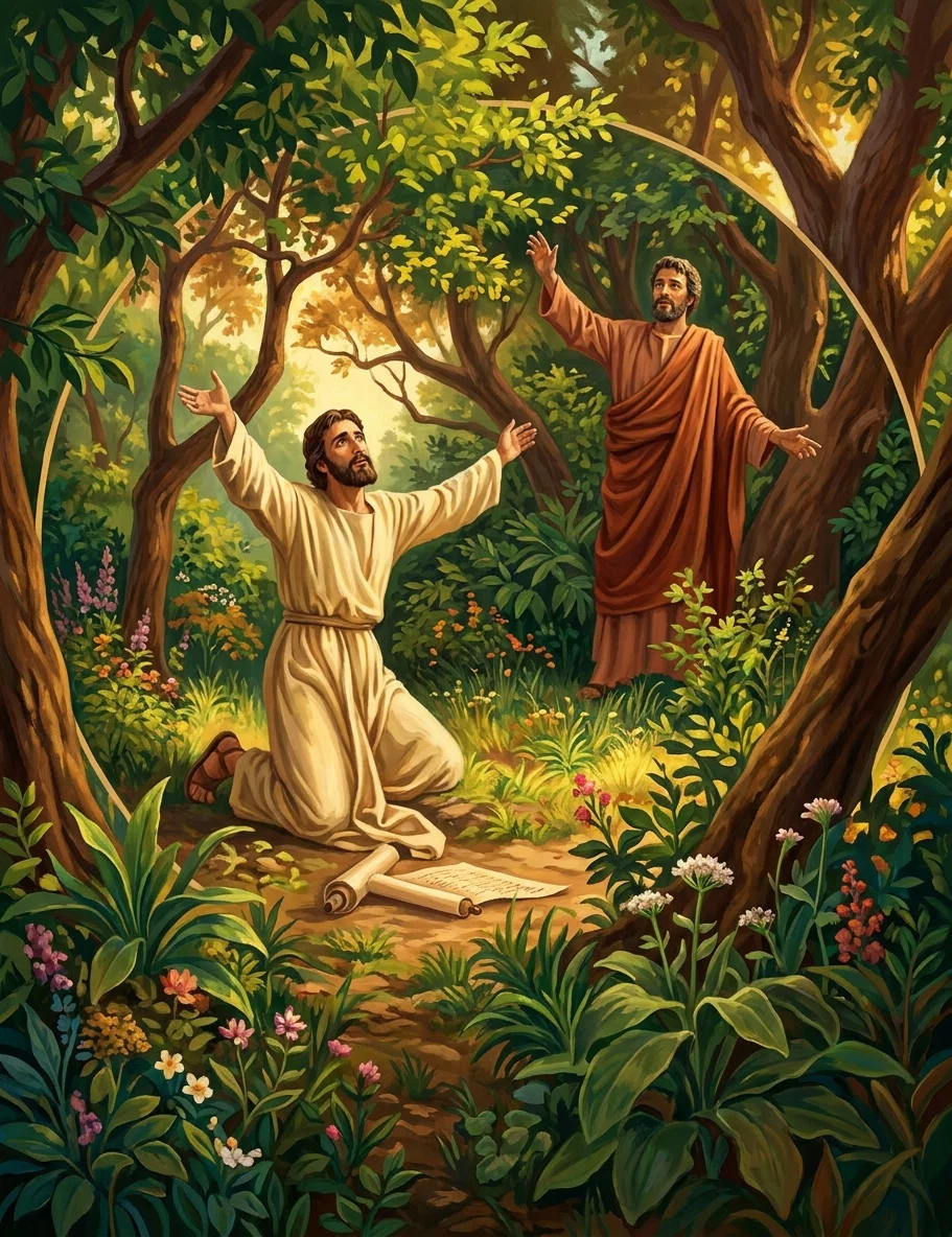 “They had often prayed togetner in this secluded spot, hidden by the foliage.”