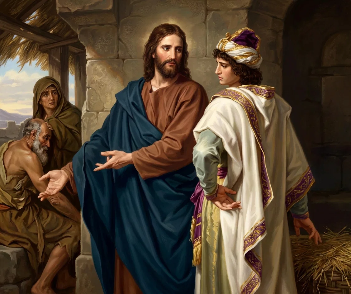 CHRIST AND THE RICH YOUNG MAN. "Go and sell that thou hast, and give to the poor, . . . and follow Me." Page 519.