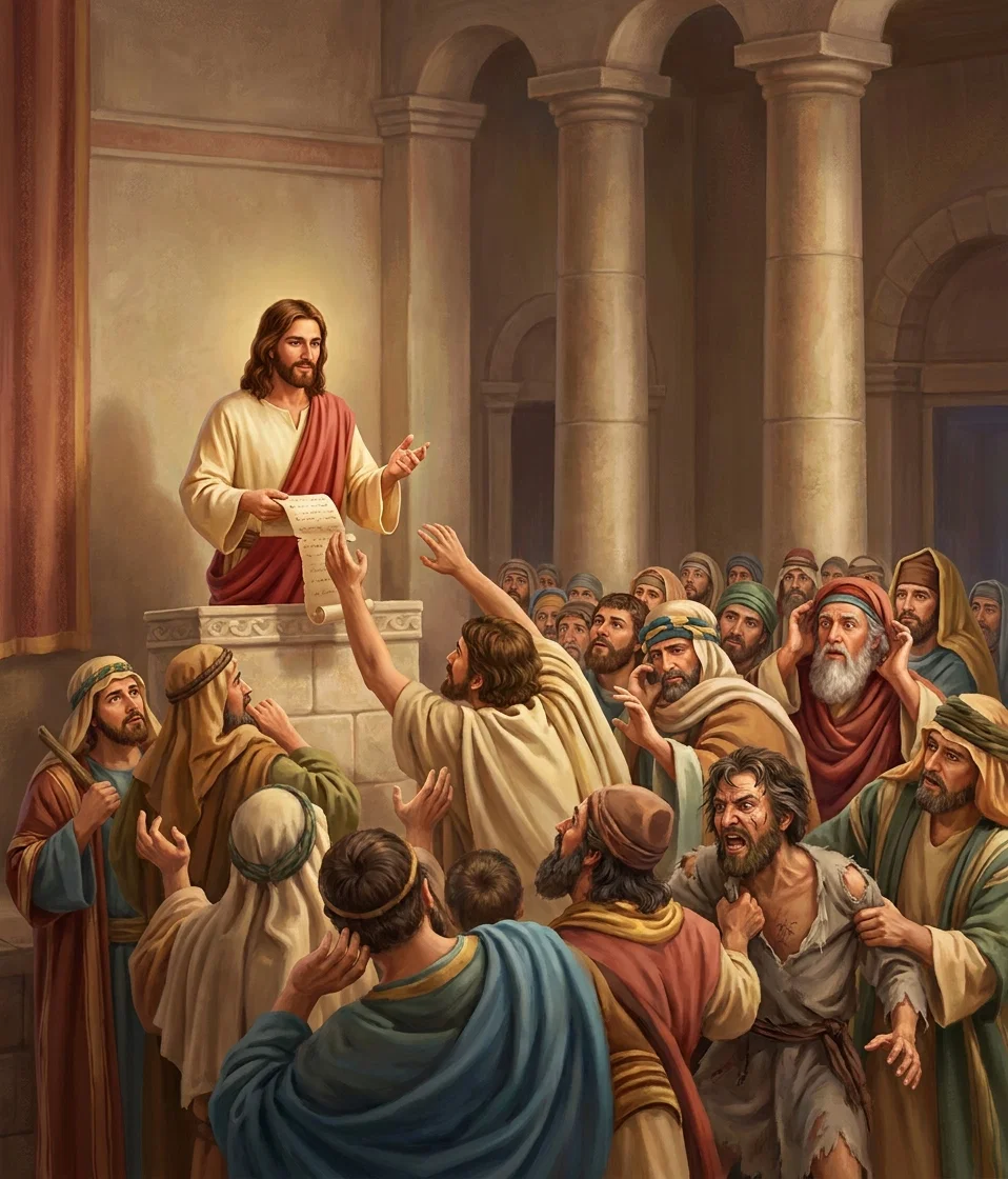 “A madman rushed forward from among the people.”