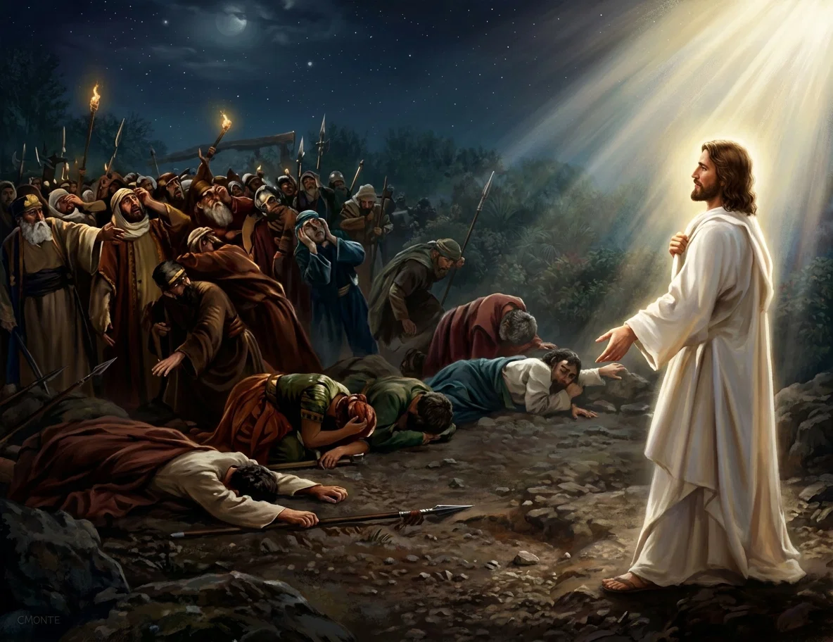 “In the presence of this divine glory, the murderous throng could not stand for a moment.”