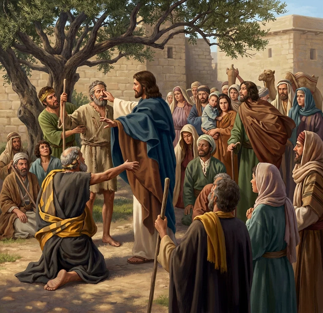 A word, a touch of His hand, opened the blind eyes to behold the light of day.”