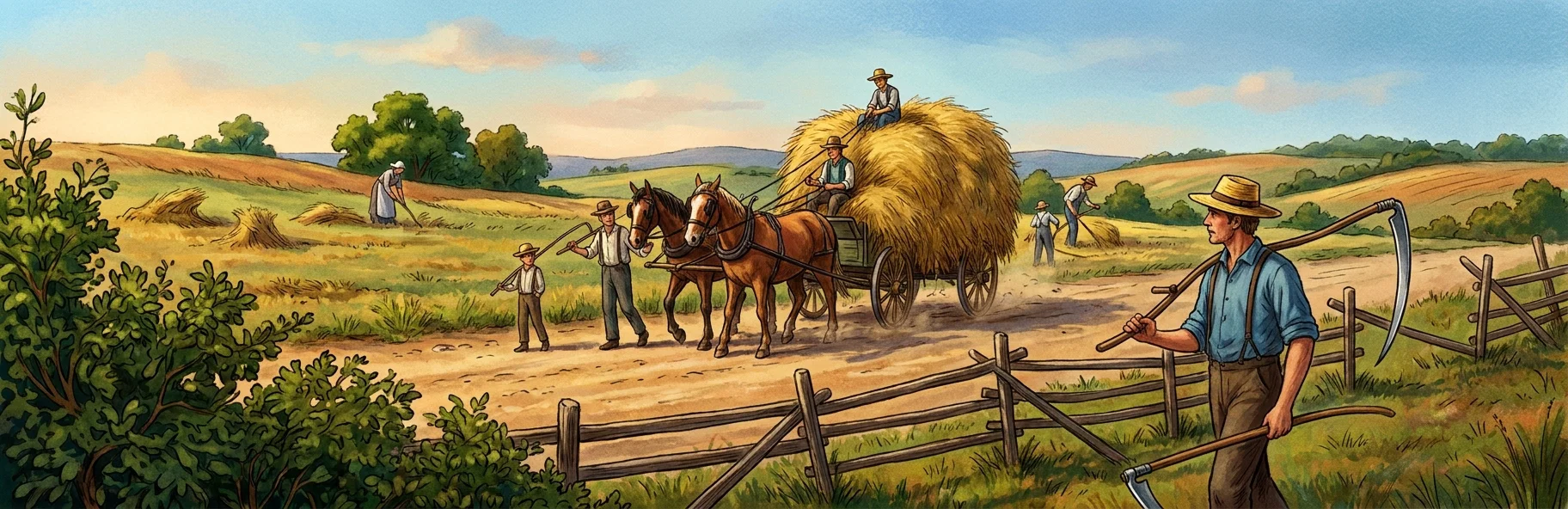 In “the tilling and reaping He teaches us.”