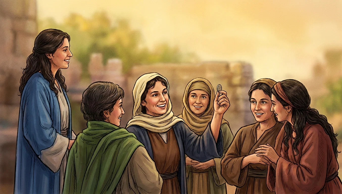 “When she hath found it, she calleth her friends and her neighbors together, saying, Rejoice with me, for I have found the piece which I had lost.”
