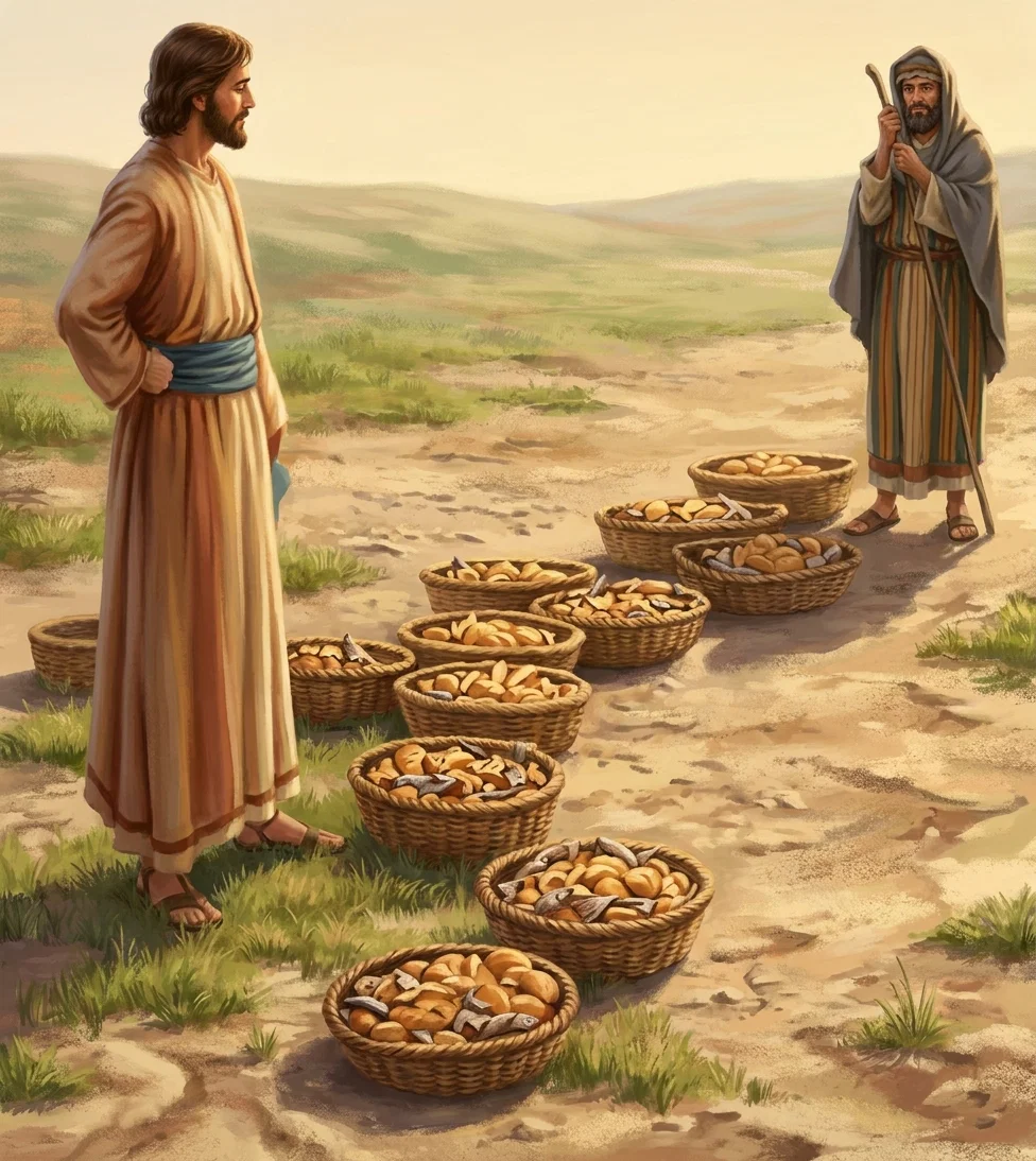 “They took up of the fragments that remained twelve baskets full.”