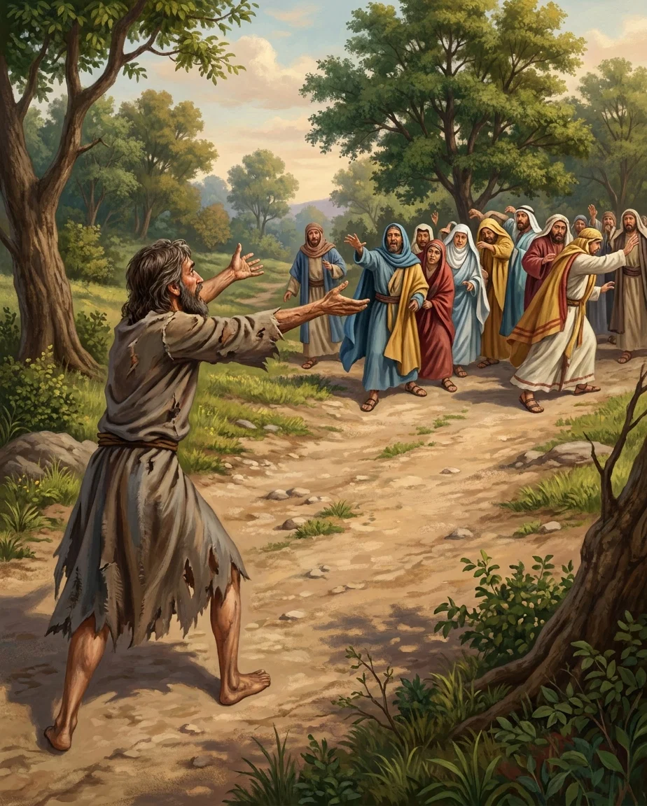 “At sight of him the people fall back.”