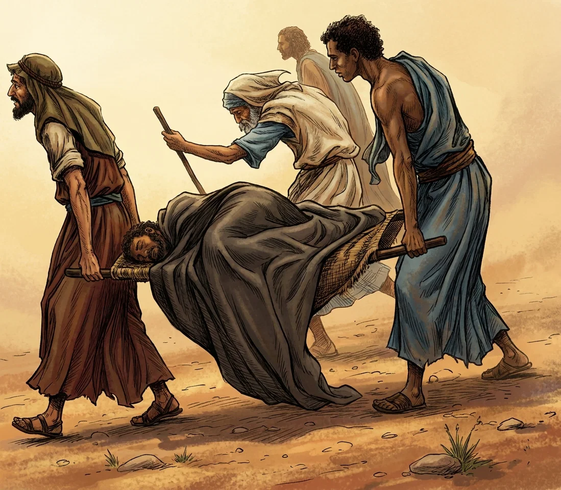“Brought upon litters.”