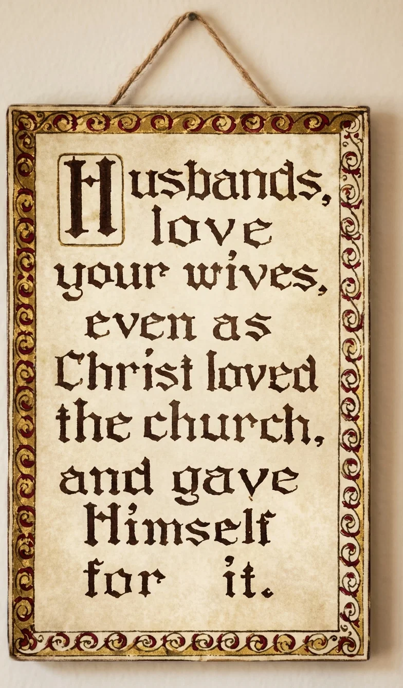 Husbands,
love
your wives,
even as
Christ loved
the church,
and gave
Himself
for it.