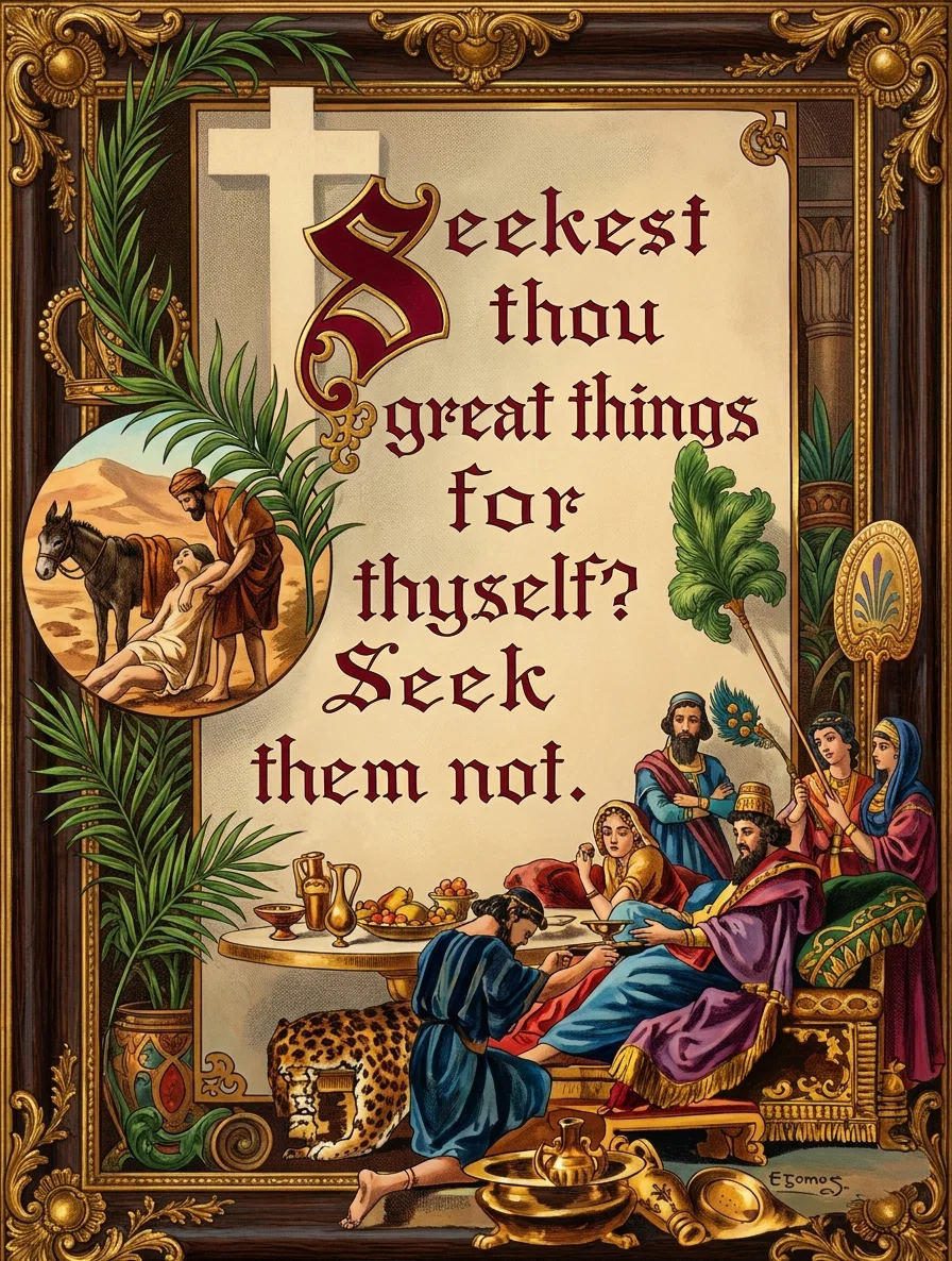 **Seekest thou great things for thyself? Seek them not.**