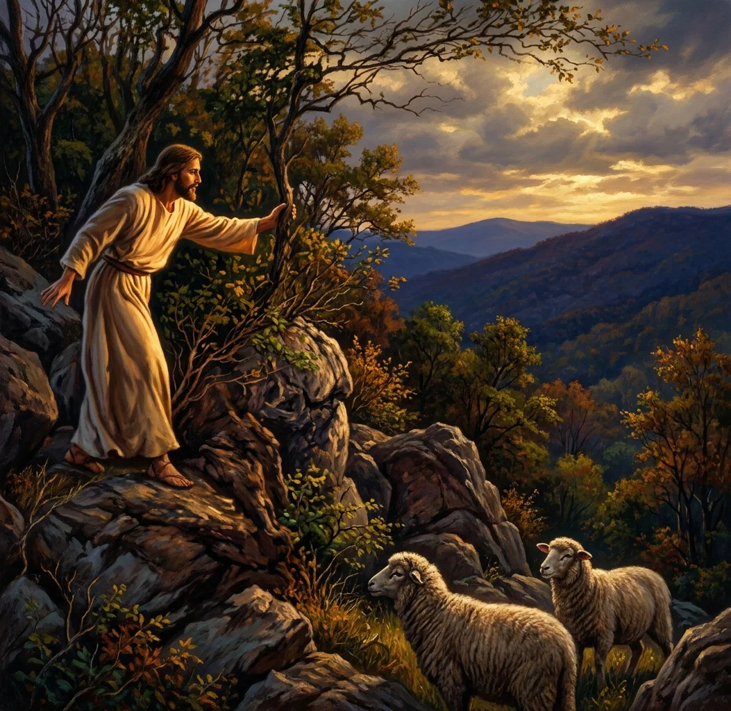 “The Joy of the Lord”

There were ninety and nine that safely lay
In the shelter of the fold;
But one was out on the hills away,
Far, far from the gates of gold;
Away on the mountains wild and bare,
Away from the tender Shepherd’s care.

“Lord, Thou hast here Thy ninety and nine;
Are they not enough for Thee?”
But the Shepherd made answer, “One of Mine
Has wandered away from Me;
And although the road be rough and steep,
I go to the desert to find My sheep.”

But none of the ransomed ever knew
How deep were the waters crossed,
Nor how dark was the night that the Lord passed through,
Ere He found His sheep that was lost.
Far out on the desert He heard its cry,
Fainting and helpless, and ready to die.

“Lord, whence are these blood-drops all the way,
That mark out the mountain’s track?”
“They were shed for one who had gone astray
Ere the Shepherd could bring him back.”