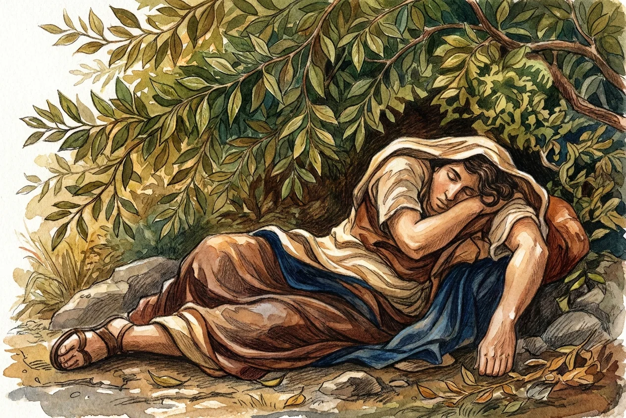 "Jacob lay down to sleep."