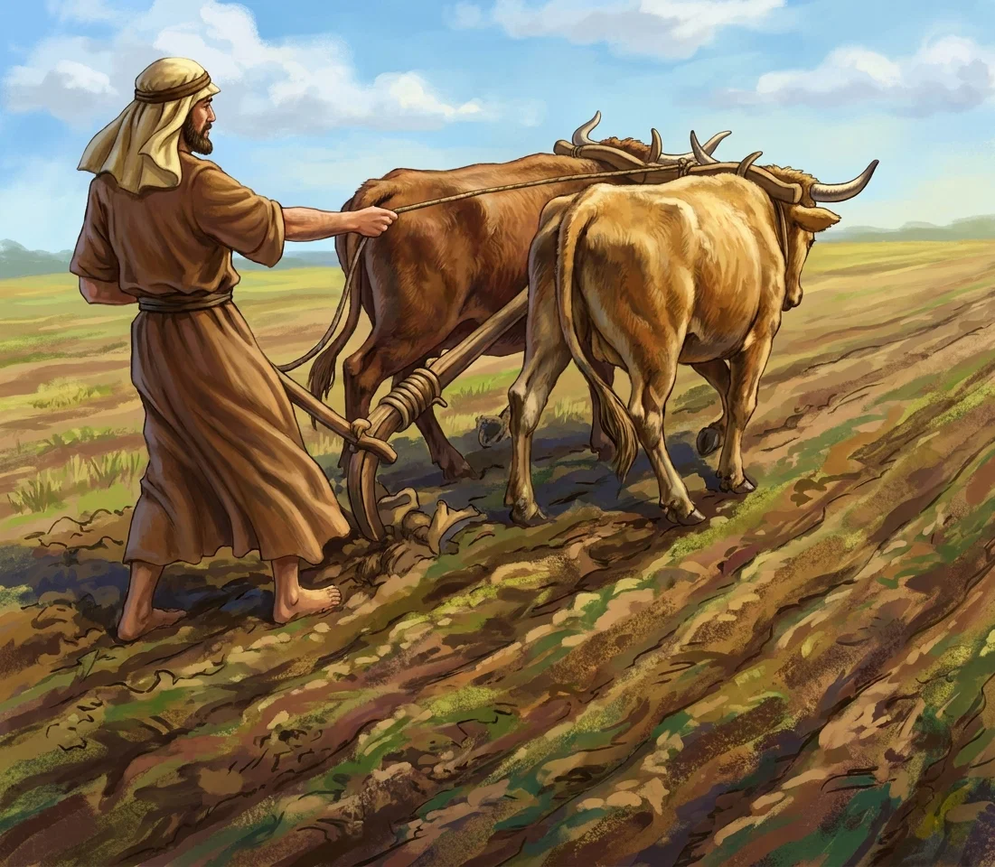 Elisha, the plowman. “The greatest men in Israel were trained to industrial pursuits.”