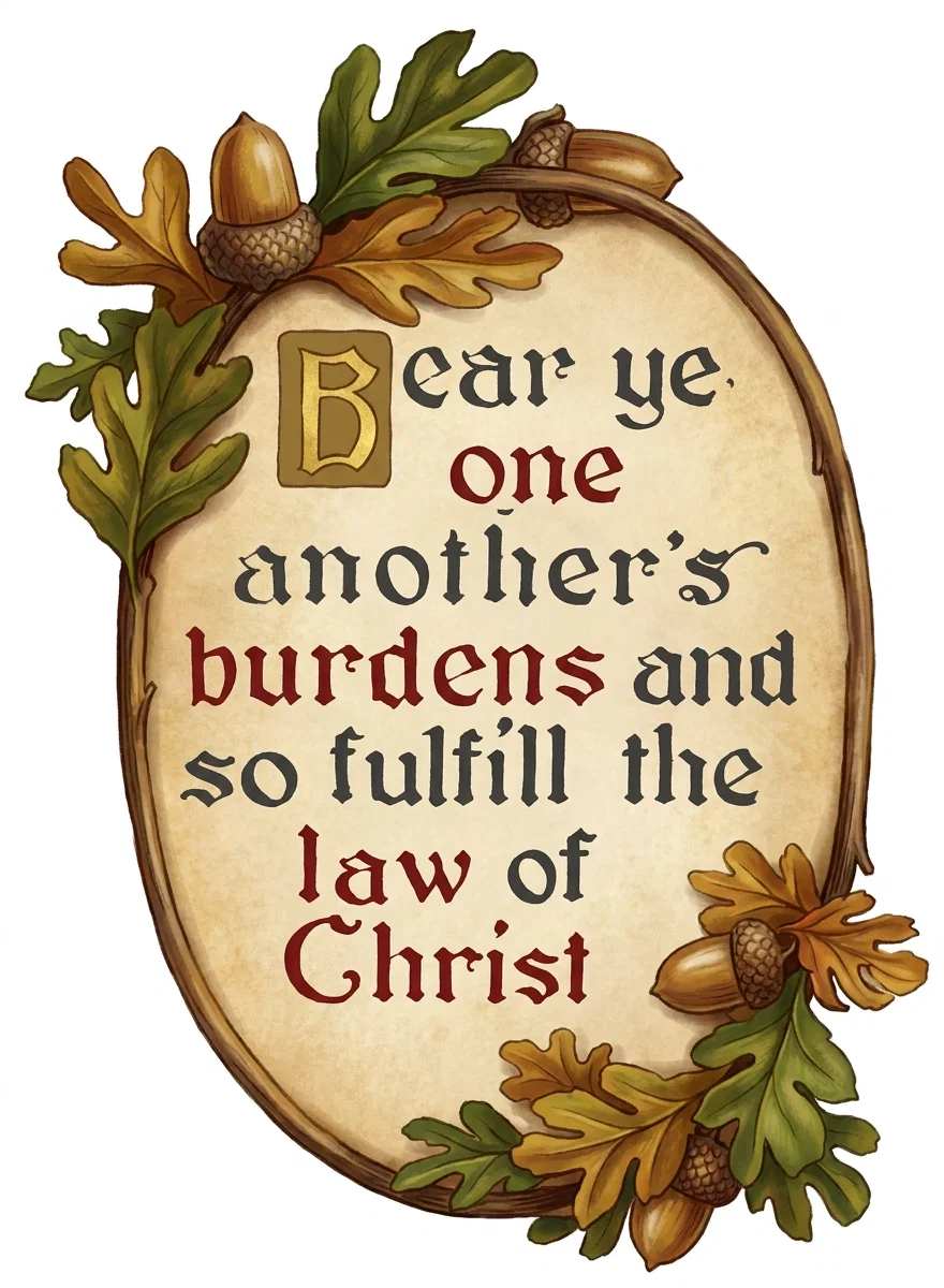 Bear ye one another’s burdens and so fulfill the law of Christ