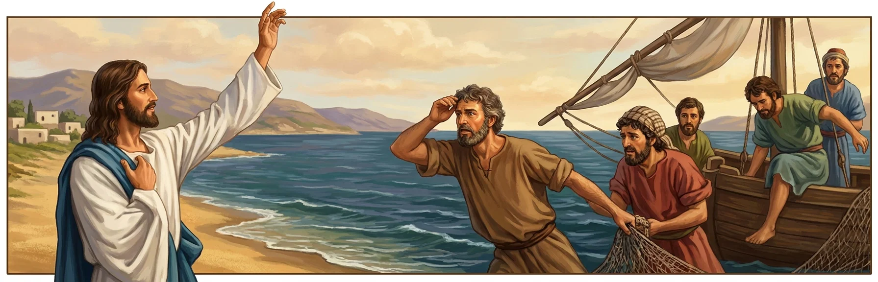 “ When Jesus bade Peter and his companions follow Him, immediately they left their boats and nets.”
