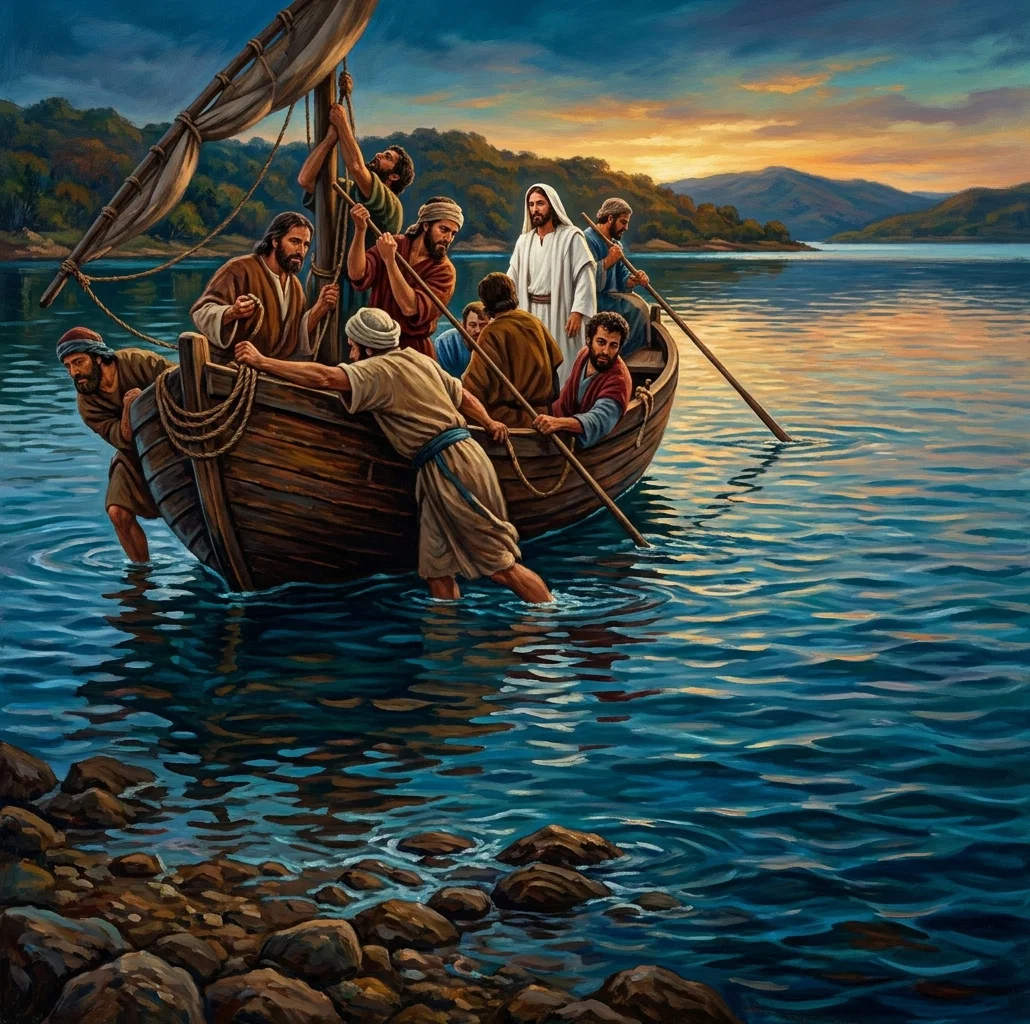 “Going in their boat across the lake.”