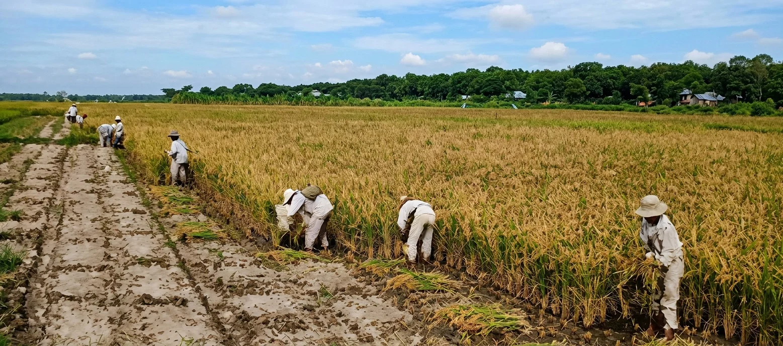 Harvesting rice