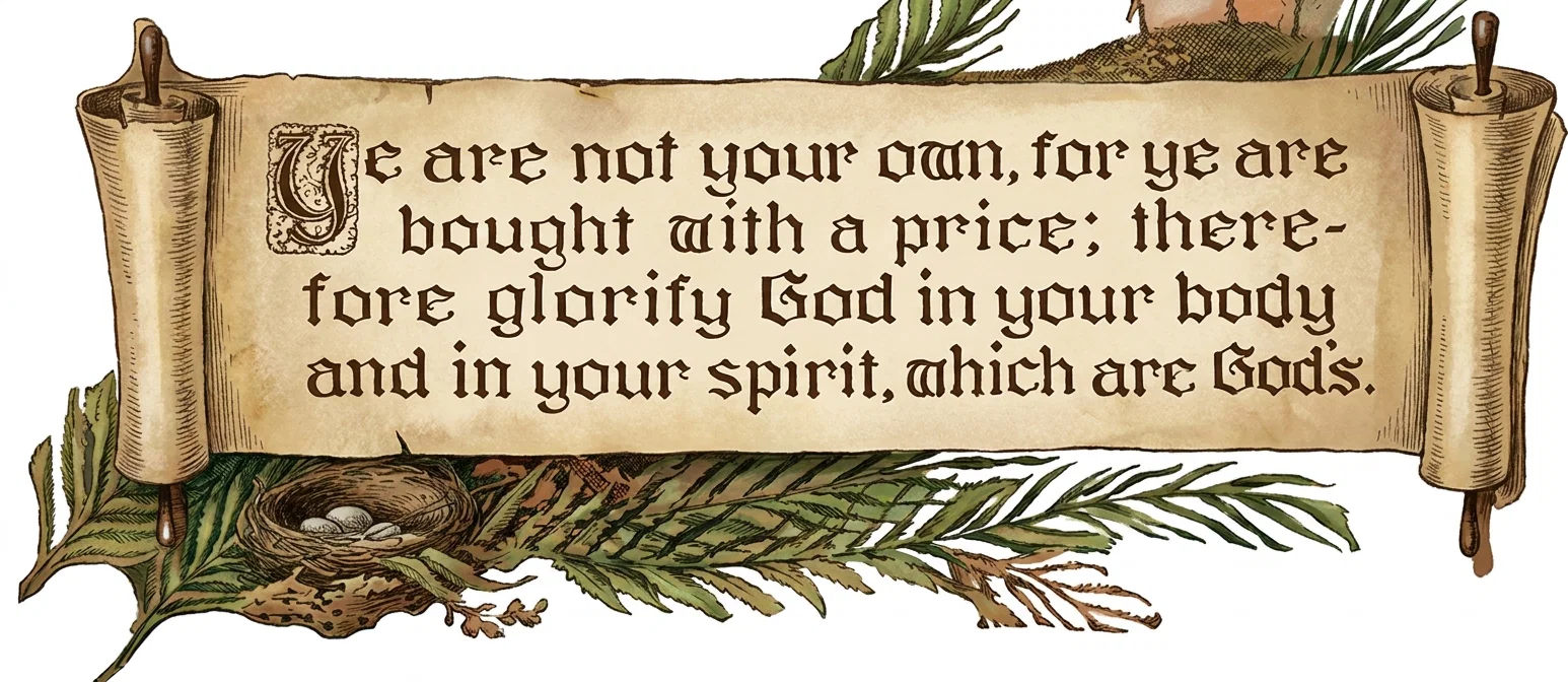Ye are not your own, for ye are bought with a price; therefore glorify God in your body and in your spirit, which are God’s