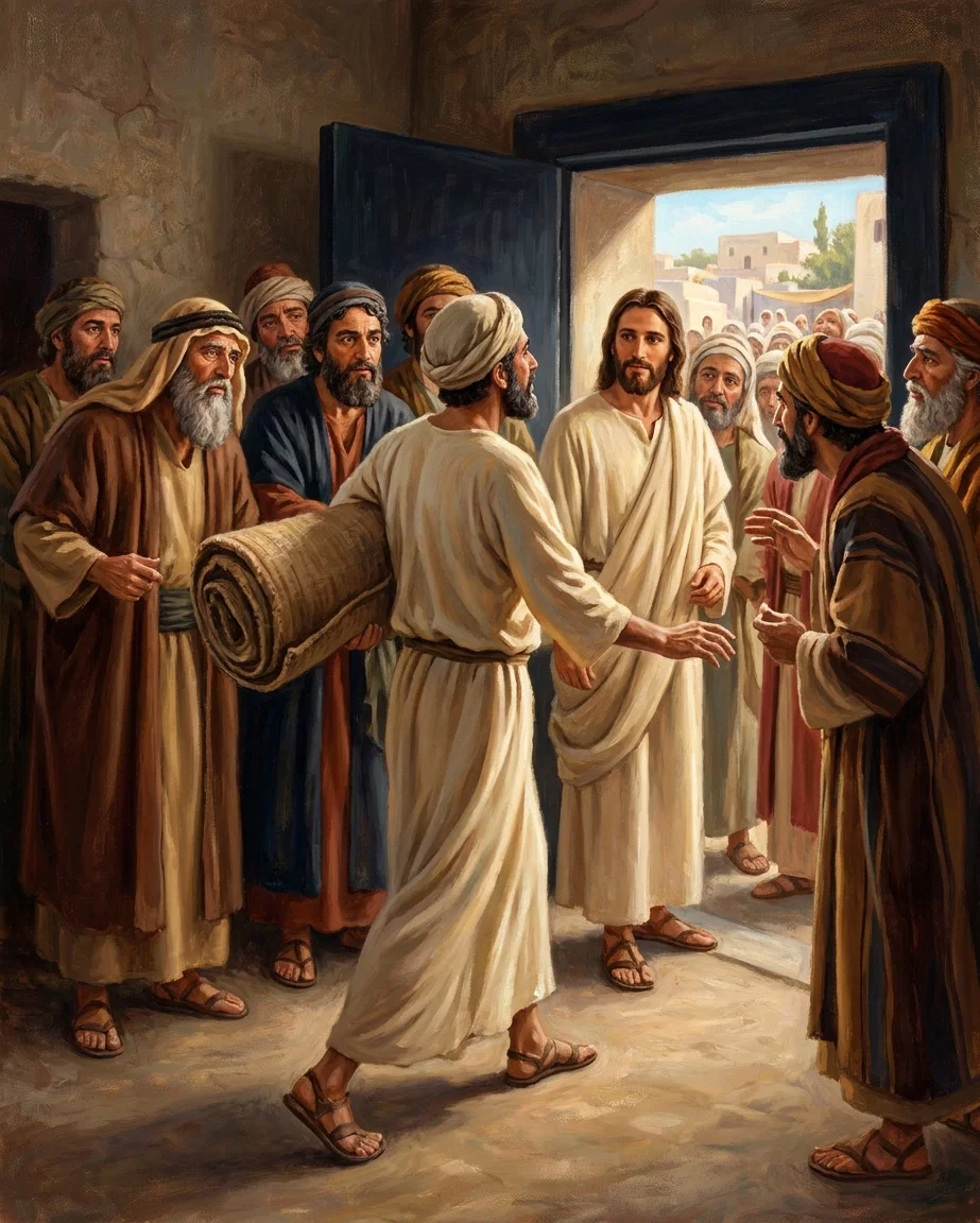 “And immediately he ‘took up the bed, and went forth before them all.’”