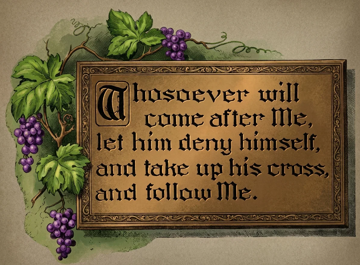 Whosoever will come after Me, let him deny himself, and take up his cross, and follow Me.