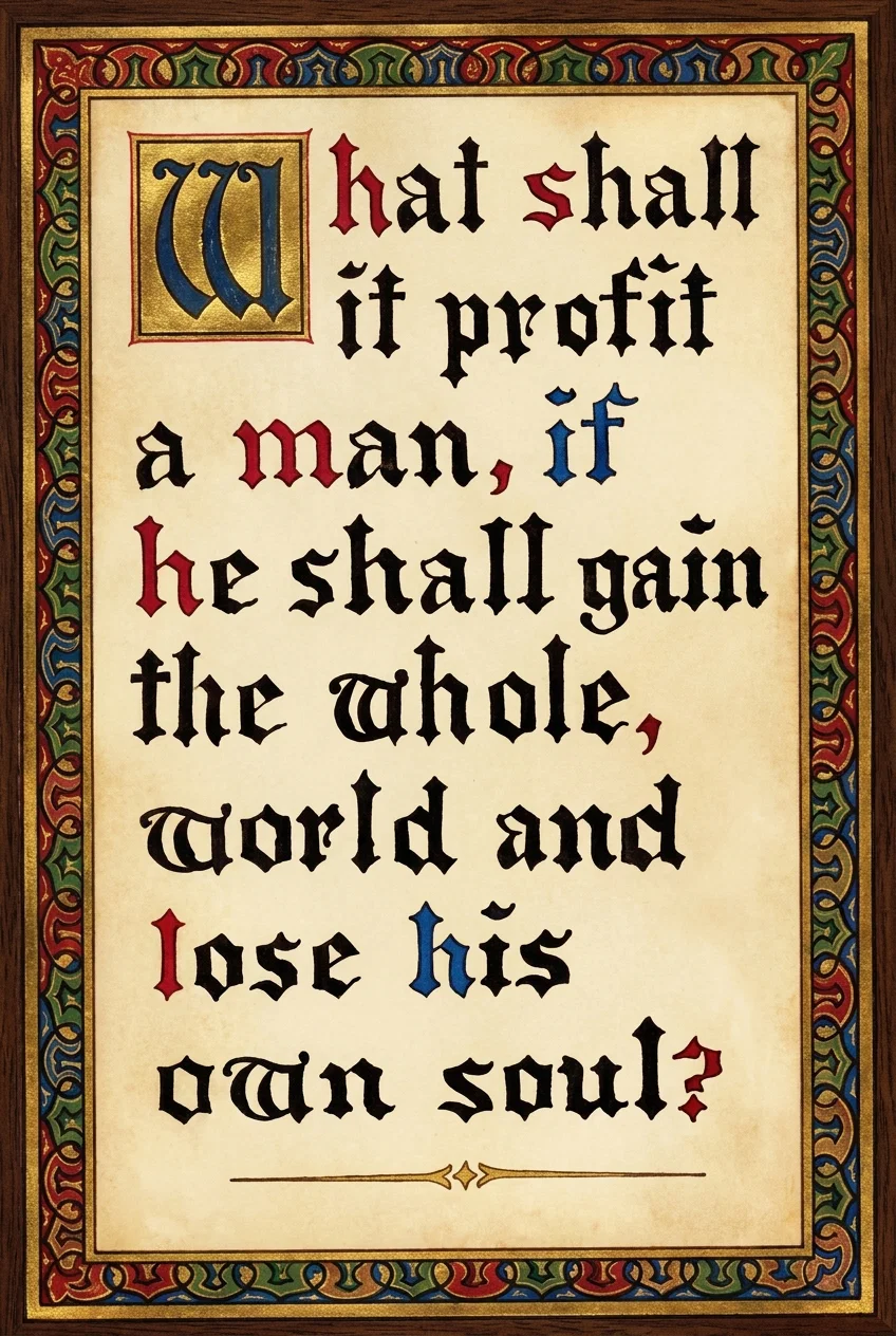 What shall it profit a man, if he shall gain the whole world, and lose his own soul?