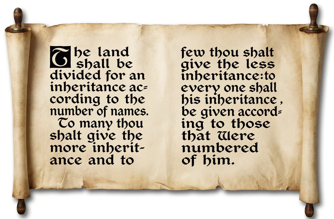 The land shall be divided for an inheritance according to the number of names. To many thou shalt give the more inheritance, and to few thou shalt give the less inheritance: to every one shall his inheritance be given according to those that were numbered of him.