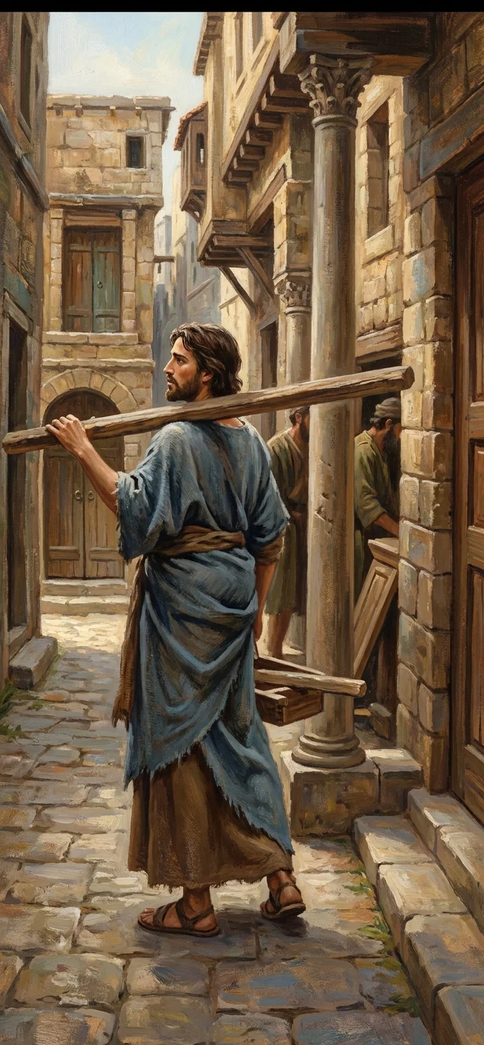“ He walked the streets of the little town, going to and returning from His work.”