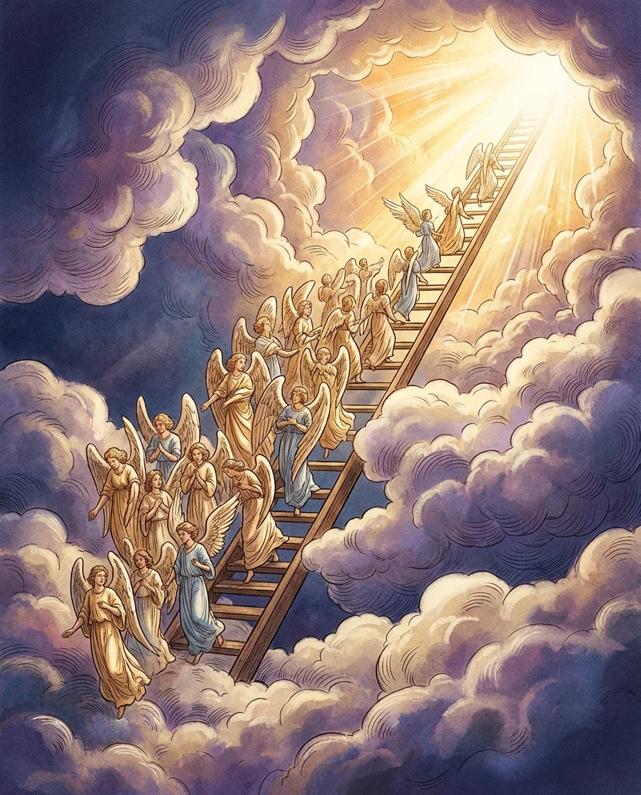 The angels ascended and descended on it.