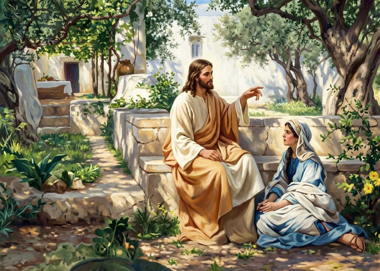 MARY SITTING AT THE FEET OF JESUS
