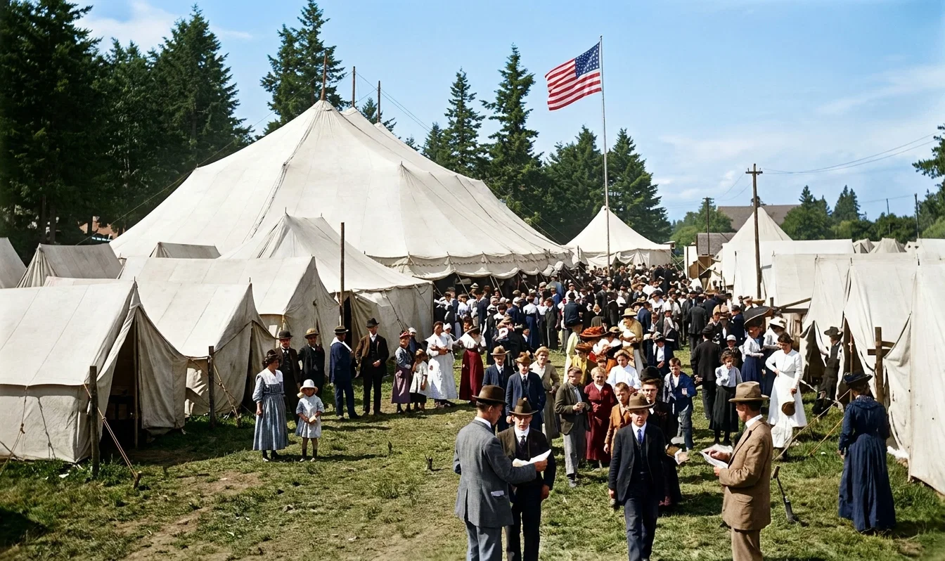 Distribution of Literature at Camp Meeting