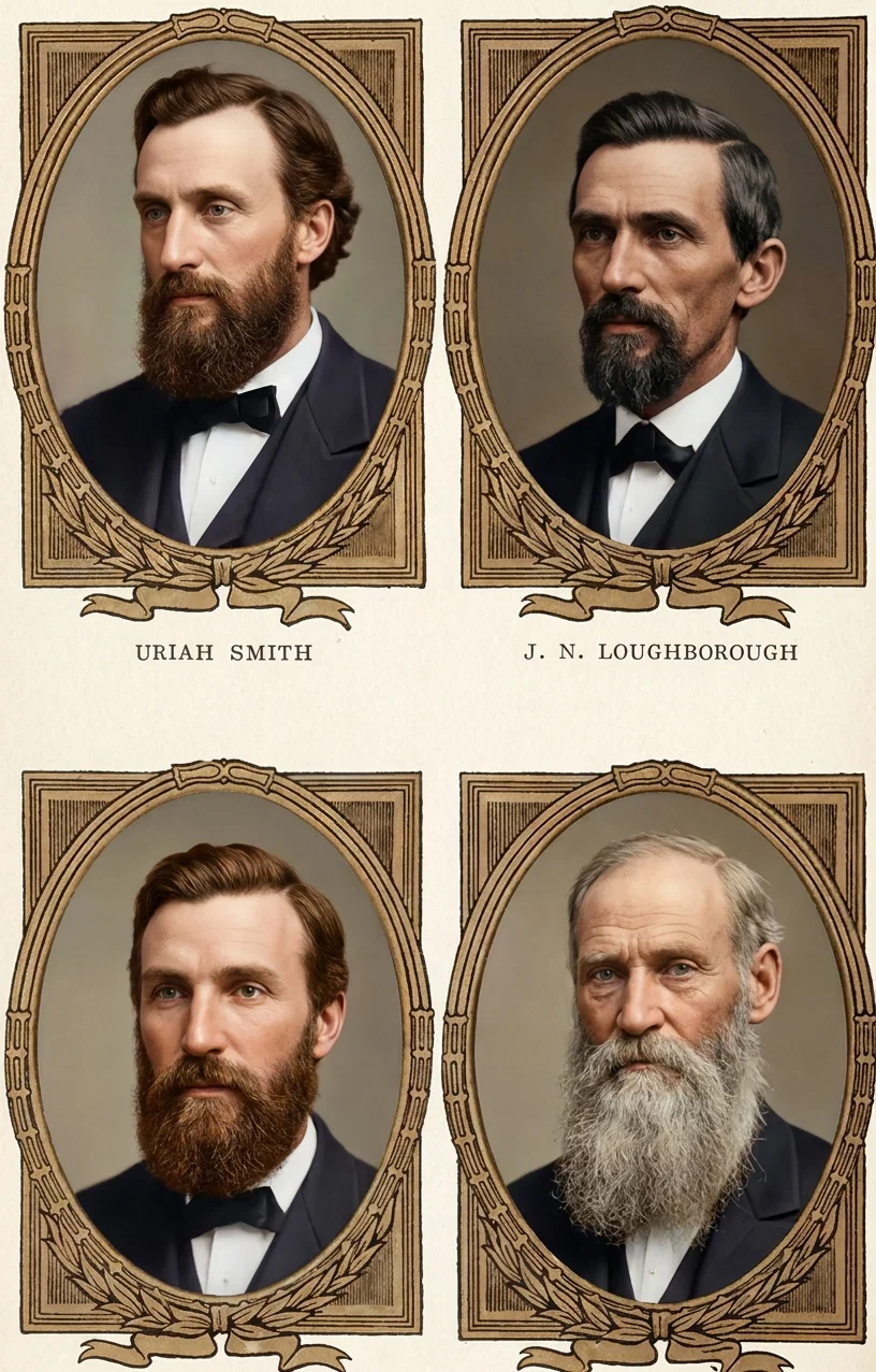 URIAH SMITH; J. N. LOUGHBOROUGH; HENRY NICHOLS; R. F. COTTRELL — WORKERS CONNECTED WITH THE ROCHESTER PRINTING OFFICE