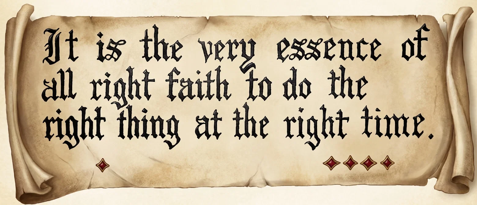 It is the very essence of all right faith to do the right thing at the right time.