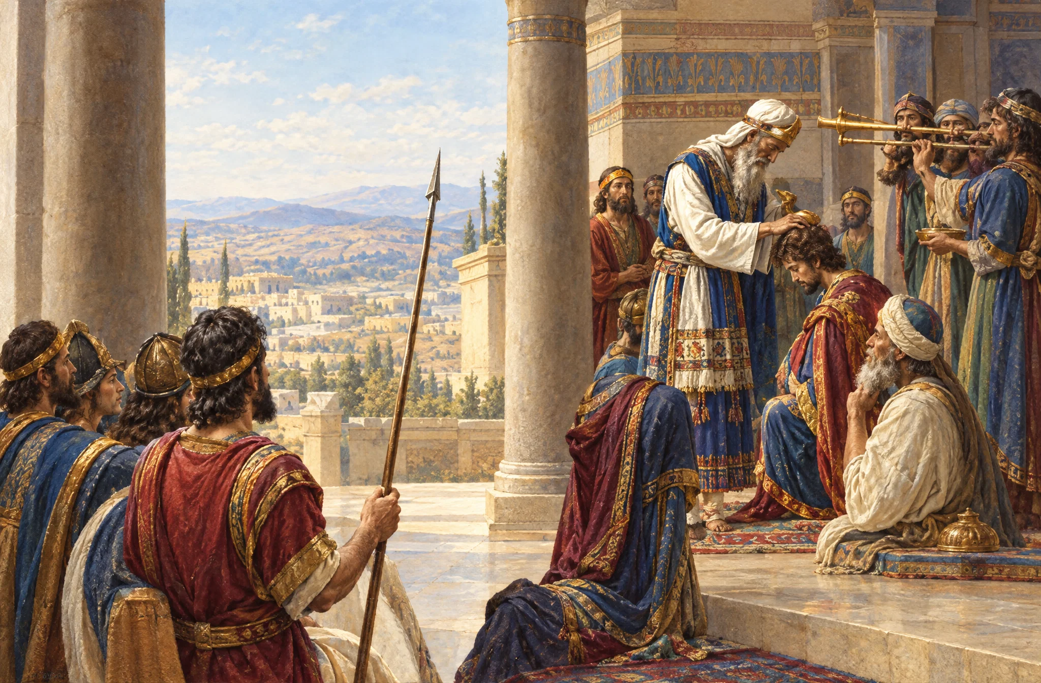 THE CORONATION OF DAVID
“The time had come, and David by solemn rite, was consecrated to his office as God’s vicegerent.”
