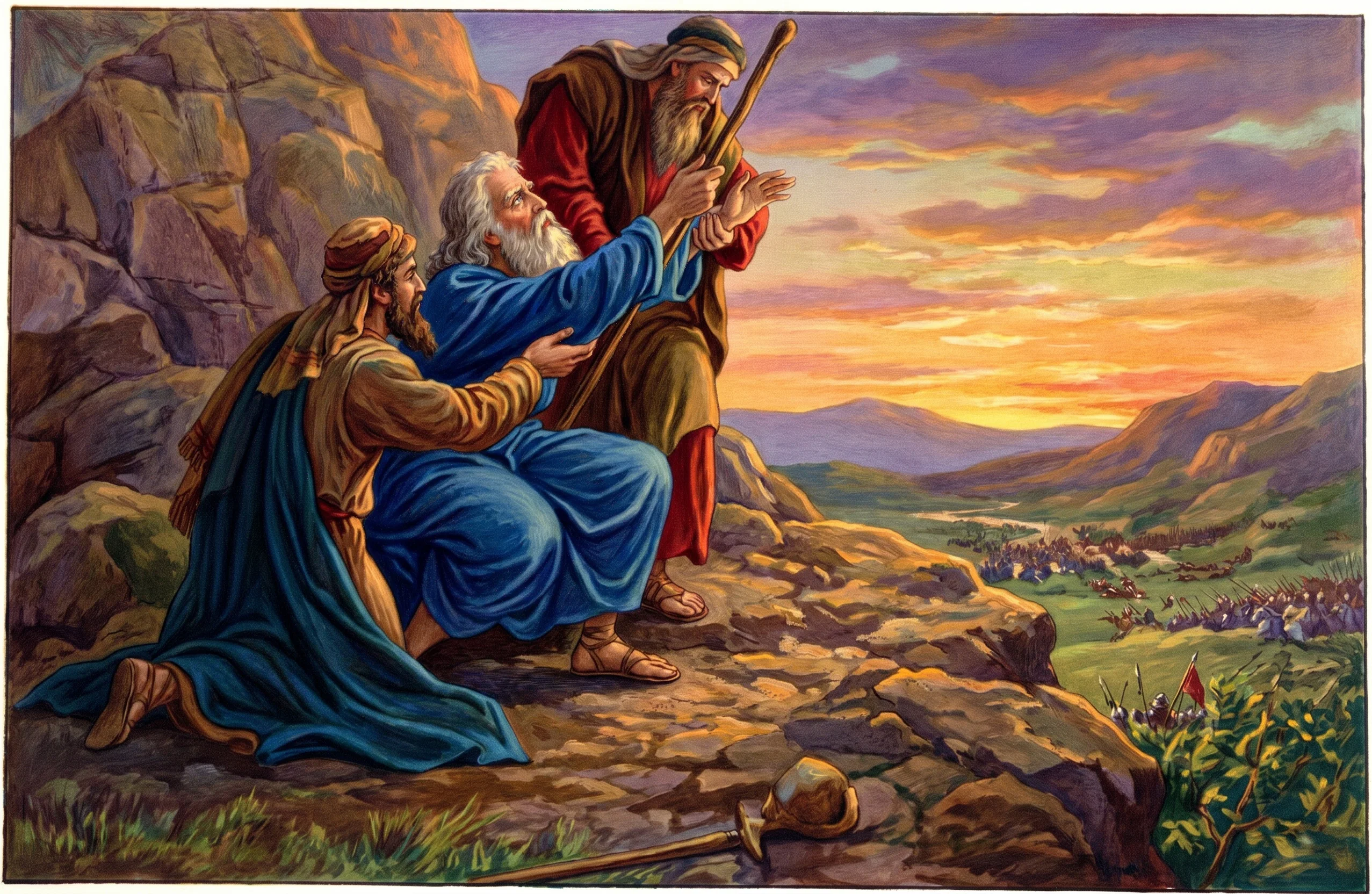 THE PRAYER OF MOSES
“As Moses became weary, Aaron and Hur stayed up his hands until the going down of the sun, when the enemy was put to flight.”